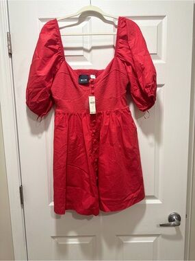 Anthropologie Maeve Milly Red Puff Sleeve Mini Dress
